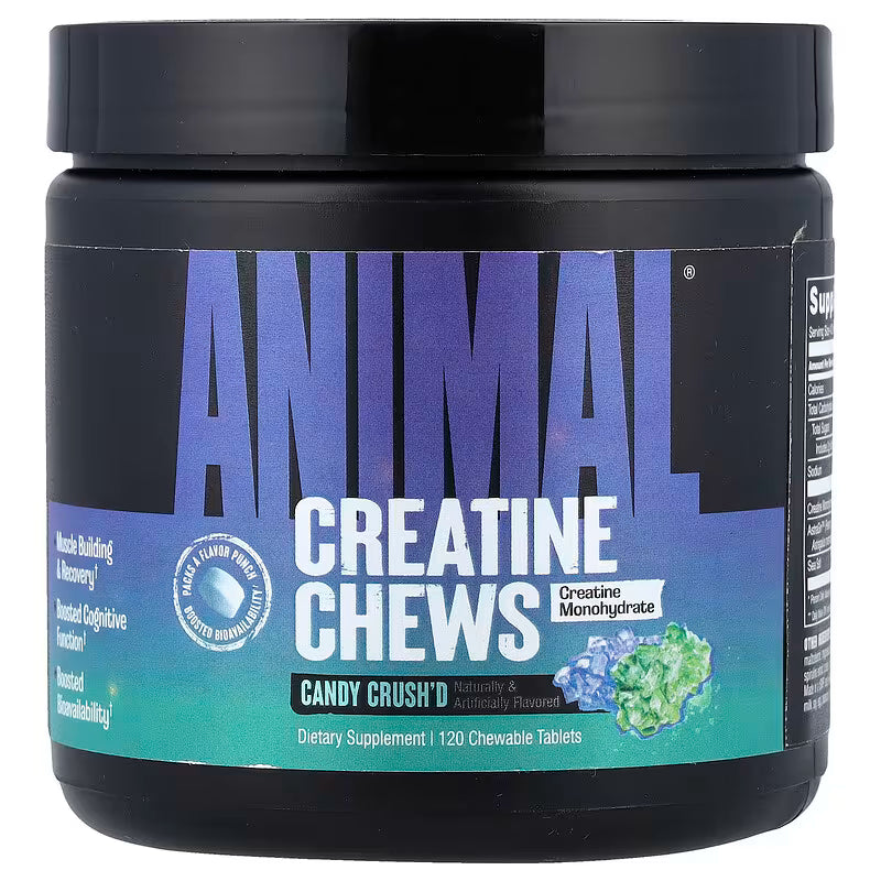 Animal Creatine Chews – CandyCrush’d Flavor – 120 Chewables – With Creatine Monohydrate – Strength, Power & Recovery Support – Convenient On‑the‑Go Format