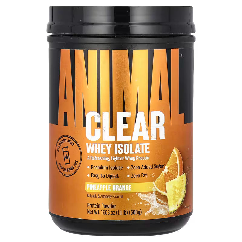 Universal Nutrition Animal Clear Whey Isolate – Fast‑Absorbing Protein for Recovery & Lean Muscle – Pineapple Orange Flavor – 500 g