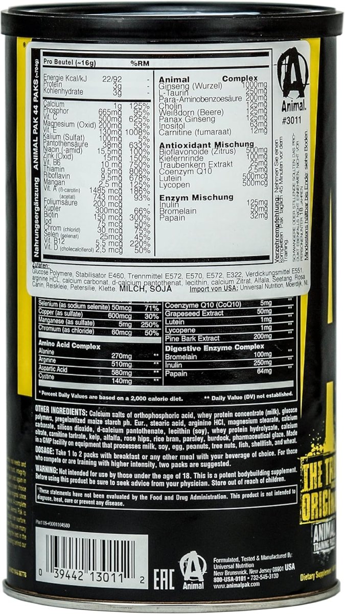 Universal Nutrition Animal Pak – Multivitamin & Performance Complex – Strength, Recovery & Immunity – 44 Packs - END General Trading