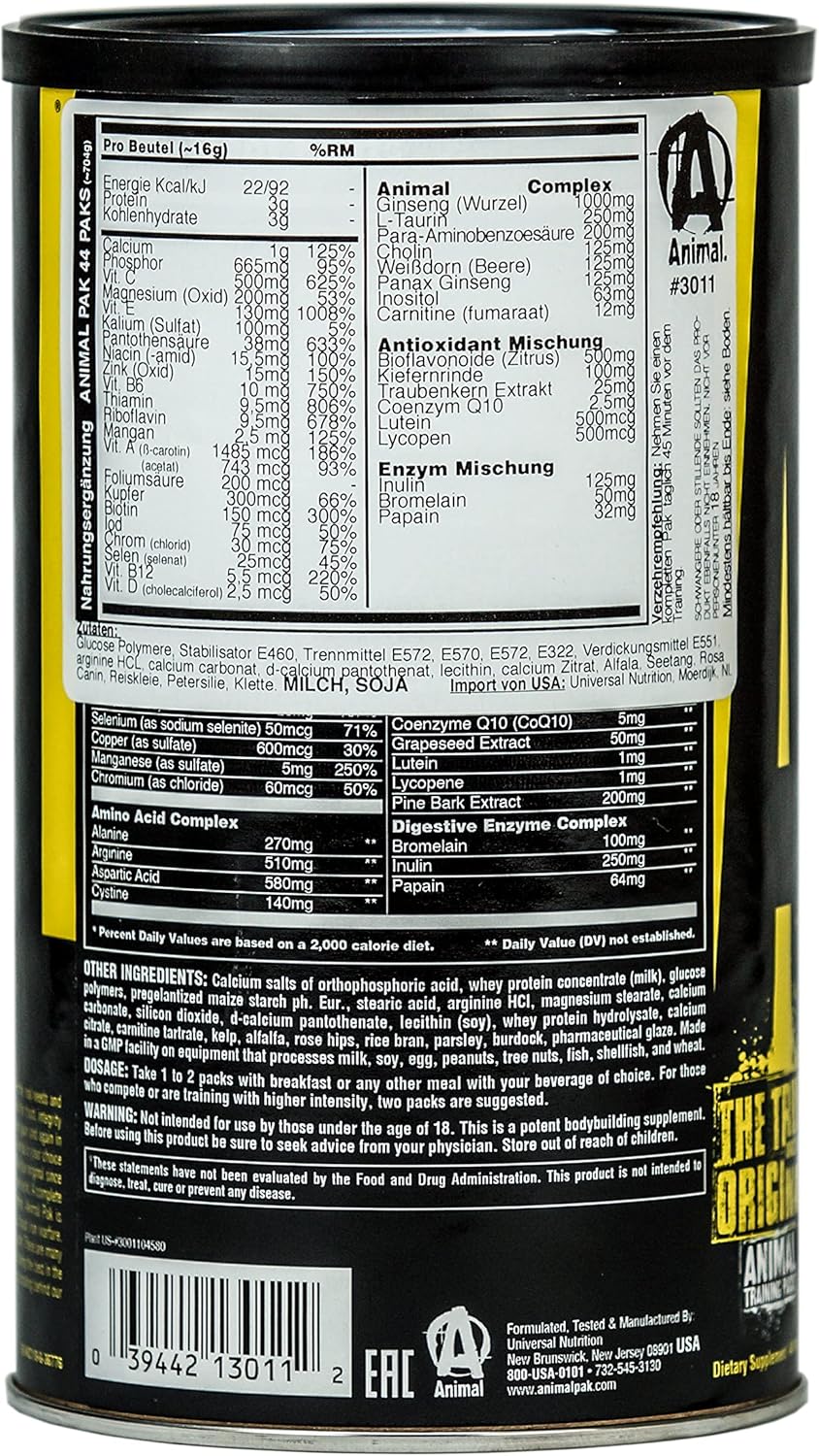 Universal Nutrition Animal Pak – Multivitamin & Performance Complex – Strength, Recovery & Immunity – 44 Packs