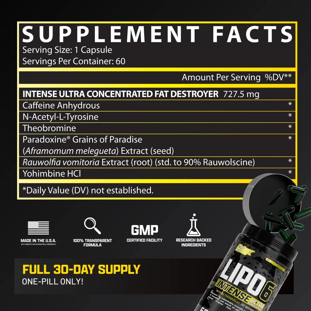 Nutrex Lipo‑6 Black Intense Ultra Concentrate 60 Capsules | Belly Fat Burner, Support Energy - END General Trading