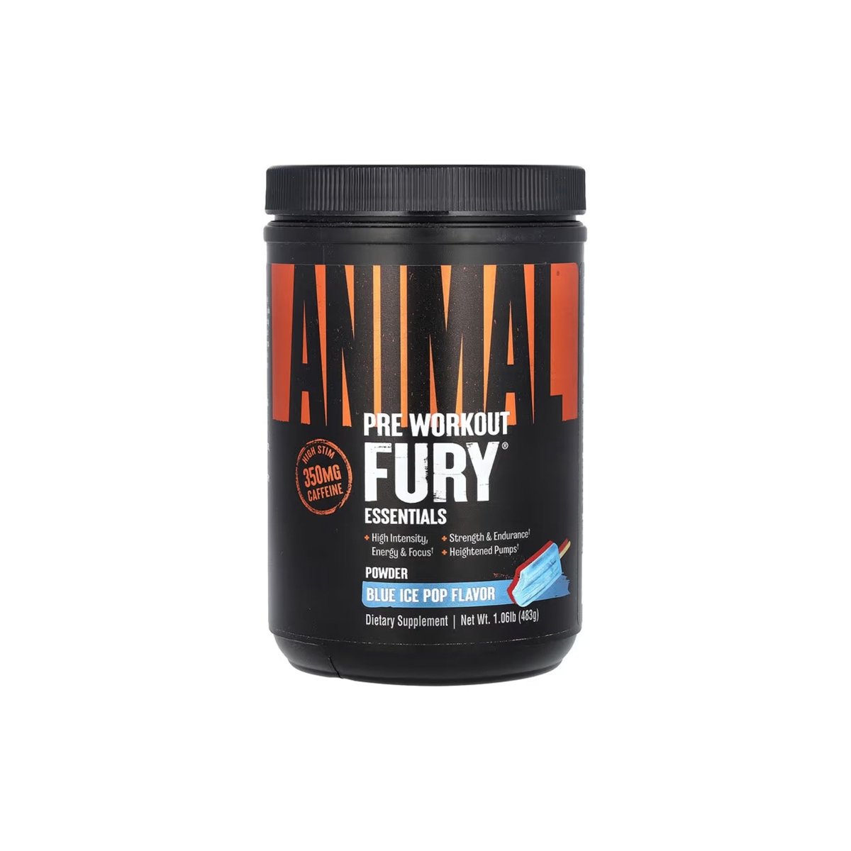 Universal Nutrition Animal Fury – Pre‑Workout Energy & Strength Formula – Citrulline, Beta‑Alanine, Caffeine – Blue Ice Pop Powder – 483 g - endnutrition.com