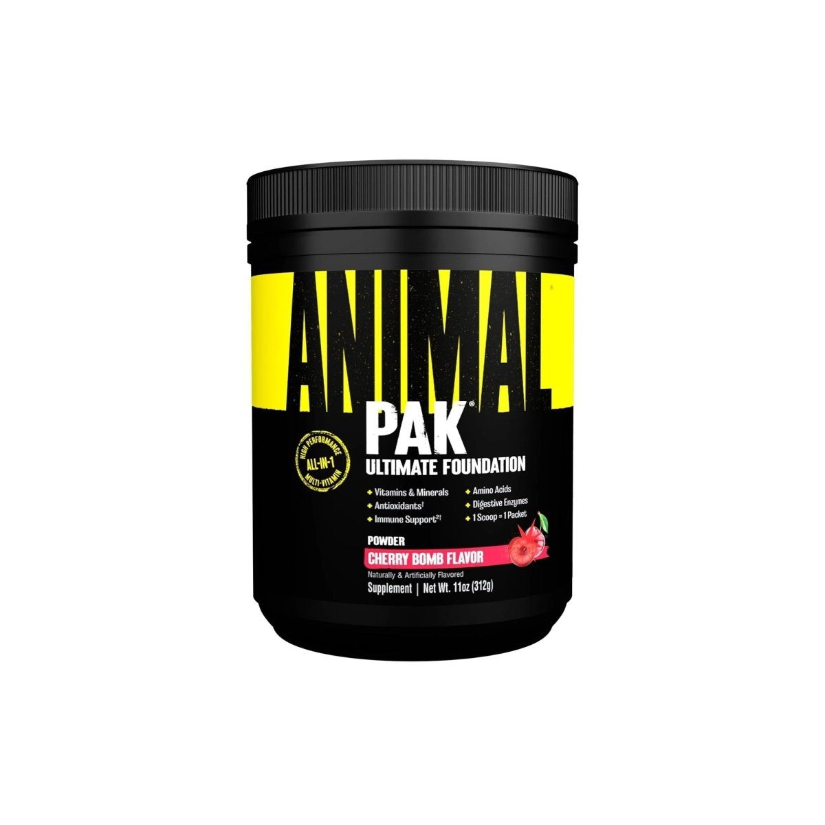 Universal Nutrition Animal Pak Powder Cherry Bomb – Multivitamin for Sports & Fitness – With Vitamin B Complex, Zinc, Minerals & Amino Acids – Energy, Immune Support & Muscle Recovery – 312 g - endnutrition.com
