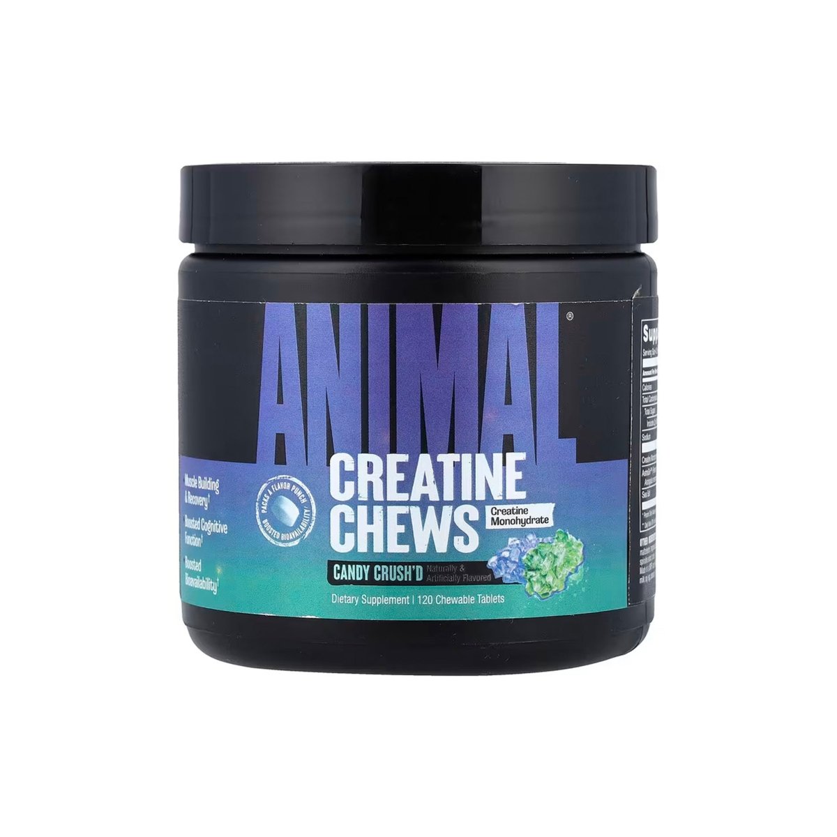Universal Nutrition Animal Creatine Chews – CandyCrush’d Flavor – 120 Chewables – With Creatine Monohydrate – Strength, Power & Recovery Support – Convenient On‑the‑Go Format - endnutrition.com
