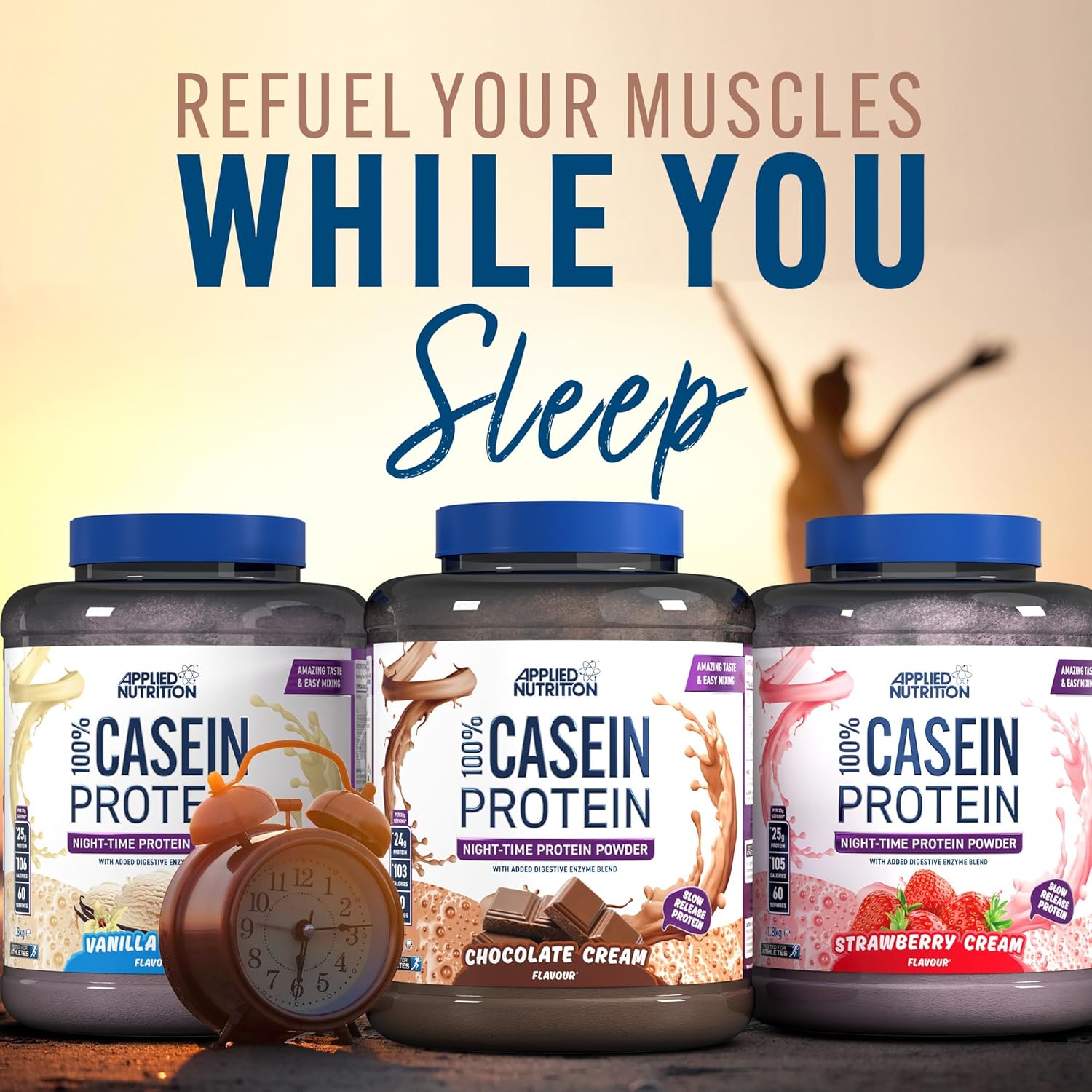 Applied Nutrition 100% Casein Protein Strawberry Cream  Overnight Recovery & Muscle Growth