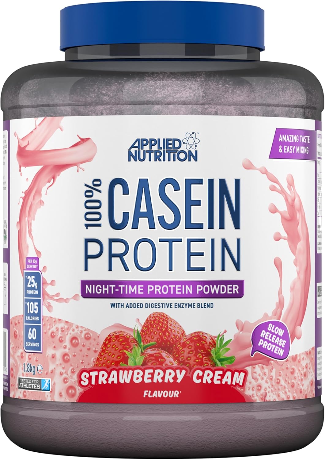 Applied Nutrition 100% Casein Protein Strawberry Cream  Overnight Recovery & Muscle Growth

