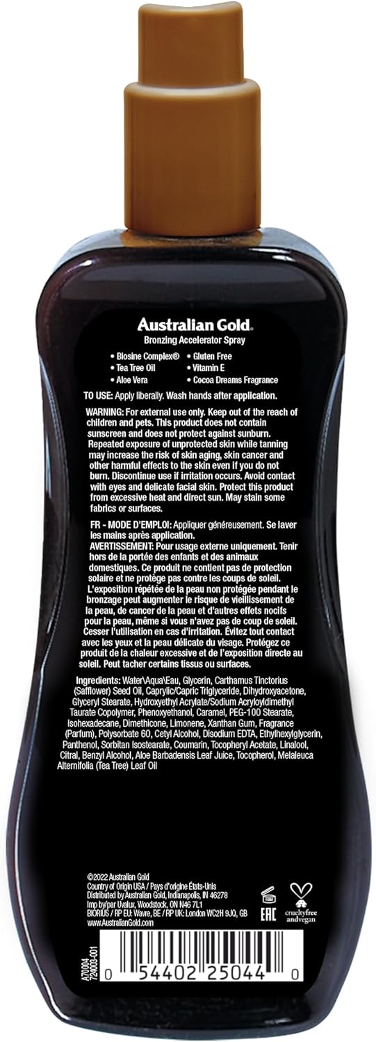 Australian Gold Dark Tanning Accelerator Spray Gel with Bronzer 237ML