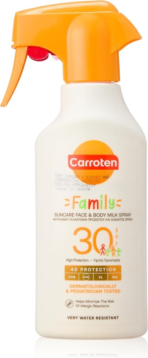 Carroten Family Suncare Face & Body Milk Spray SPF30 270ml Family Protection & Hydration - END Nutrition