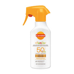 Leche solar facial y corporal en spray Carroten Family Suncare FPS 50, 270 ml | Protección e hidratación para toda la familia