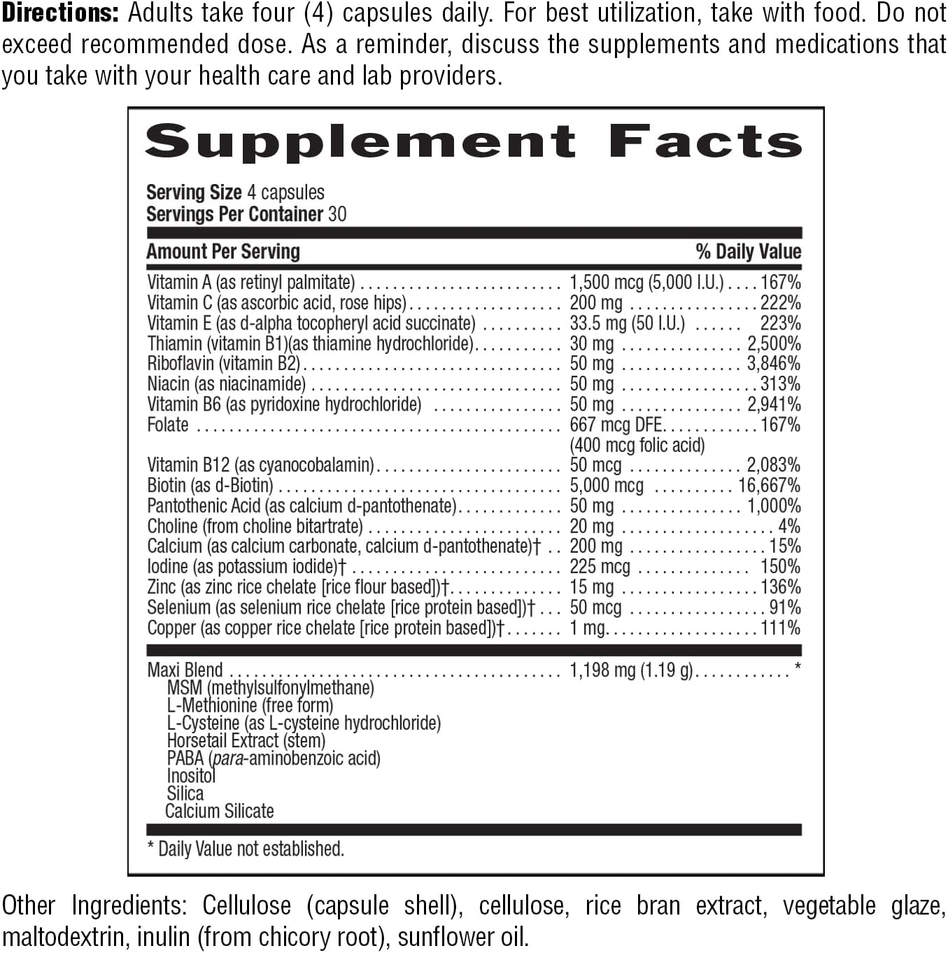 Country Life Maxi‑Hair Plus Biotin 120 Capsules | Hair, Skin & Nail Support