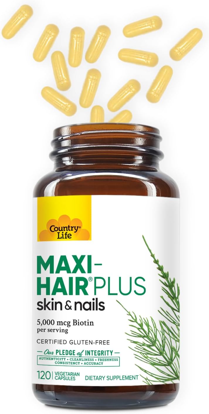 Country Life Maxi‑Hair Plus Biotin 120 Capsules | Hair, Skin & Nail Support