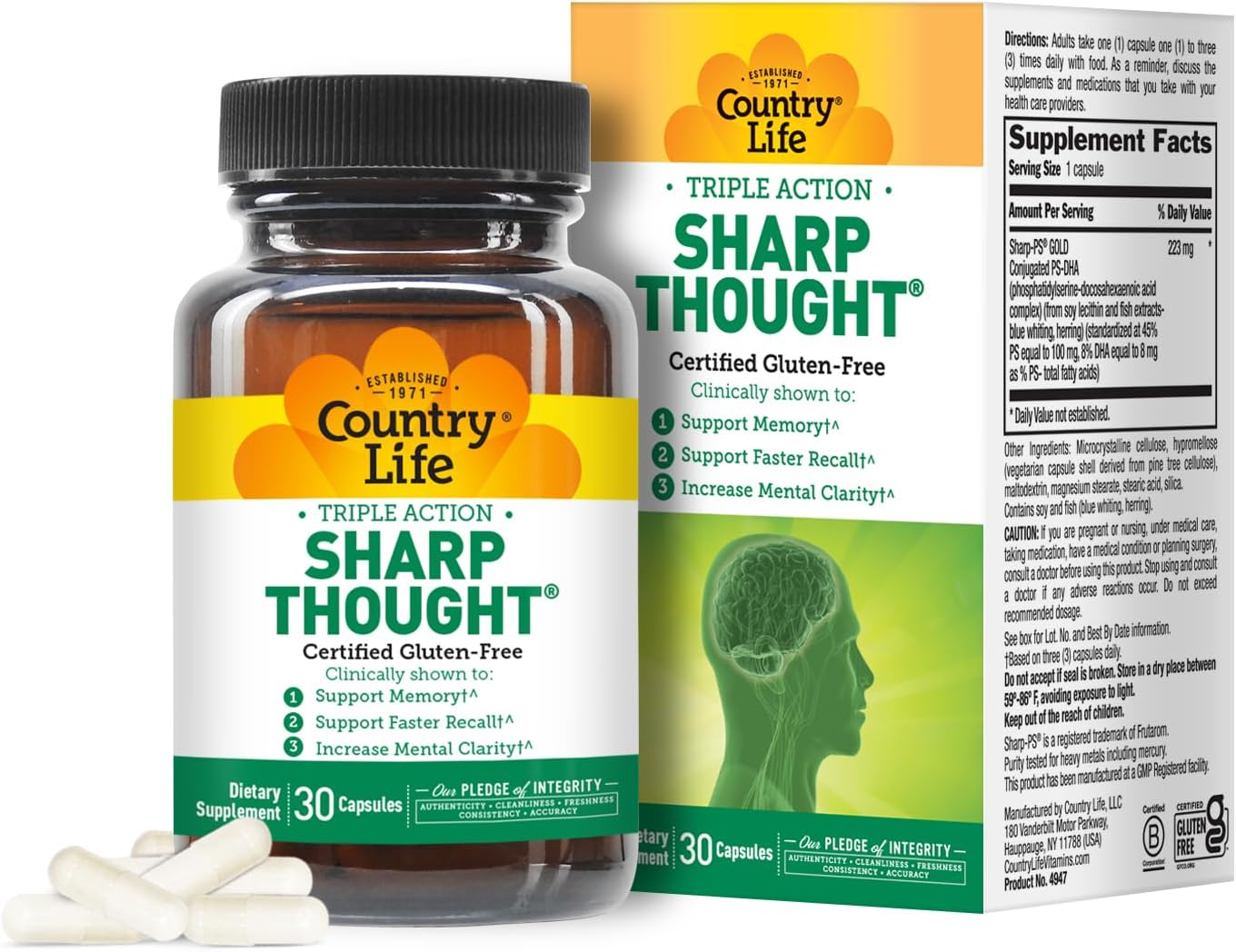 Country Life Sharp Thought 30 Capsules | Memory & Cognitive Support - END Nutrition