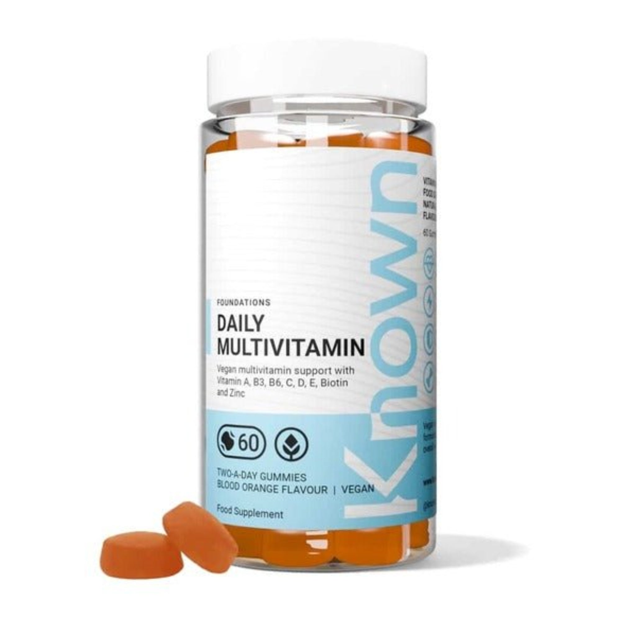 Known Daily Multivitamin Orange Vegan Gummy | 600mg Vitamin A, C, D, E, B6, Biotin, Zinc| Complete Vitamin Support - END Nutrition