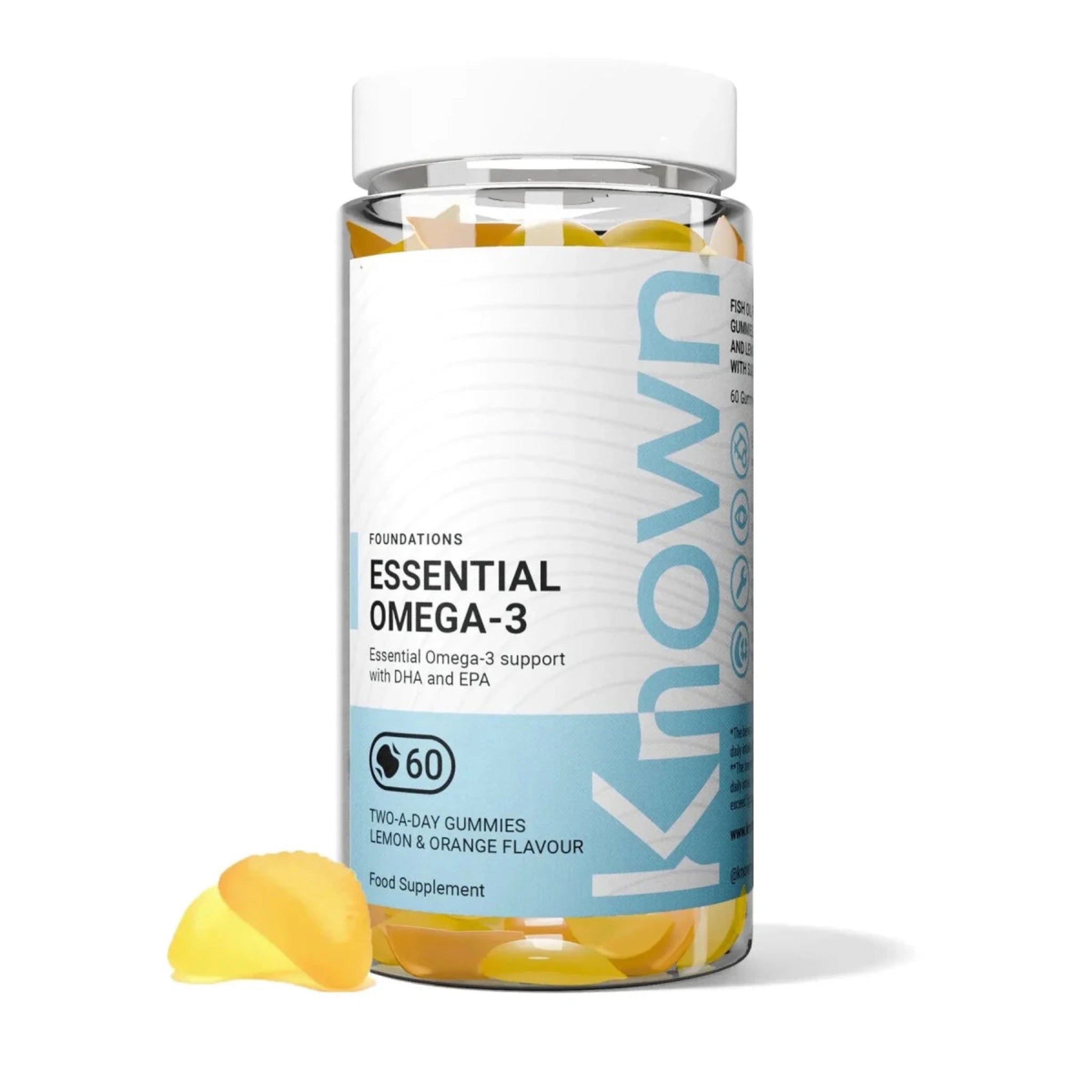 Known Essential Omega 3 Gummies Supplement |120 mg Omega 3 with DHA & EPA | Lemon & Orange Flavour - END Nutrition
