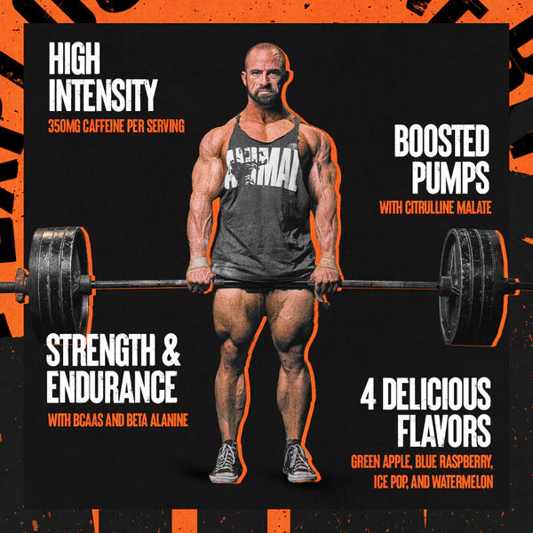 Universal Nutrition Animal Fury – Pre‑Workout Energy & Strength Formula – Citrulline, Beta‑Alanine, Caffeine – Green Apple Powder – 483 g