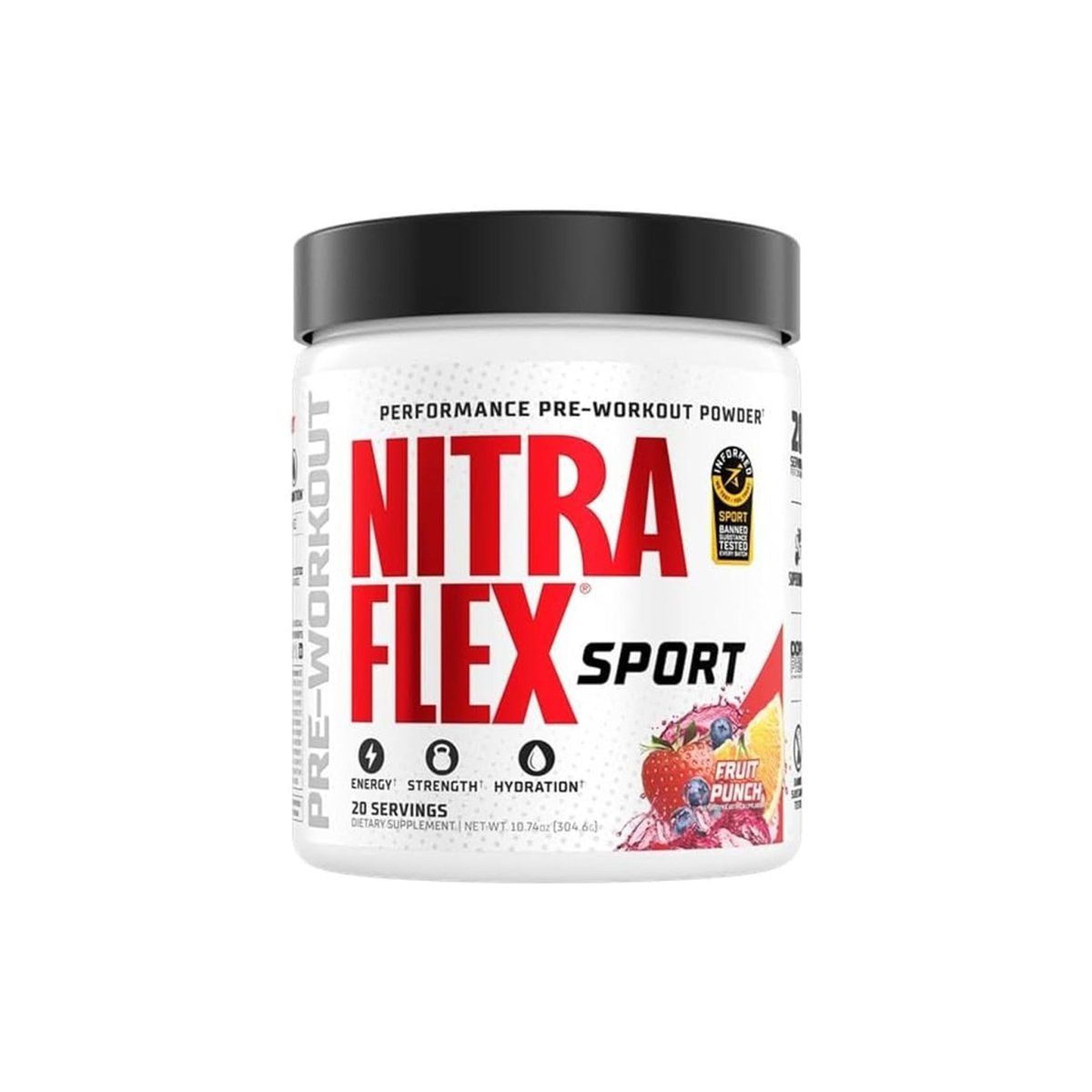 GAT Nitraflex Sport Pre Workout Powder Fruit Punch 20 Servings Energy Strength Focus Hydration - endnutrition.com