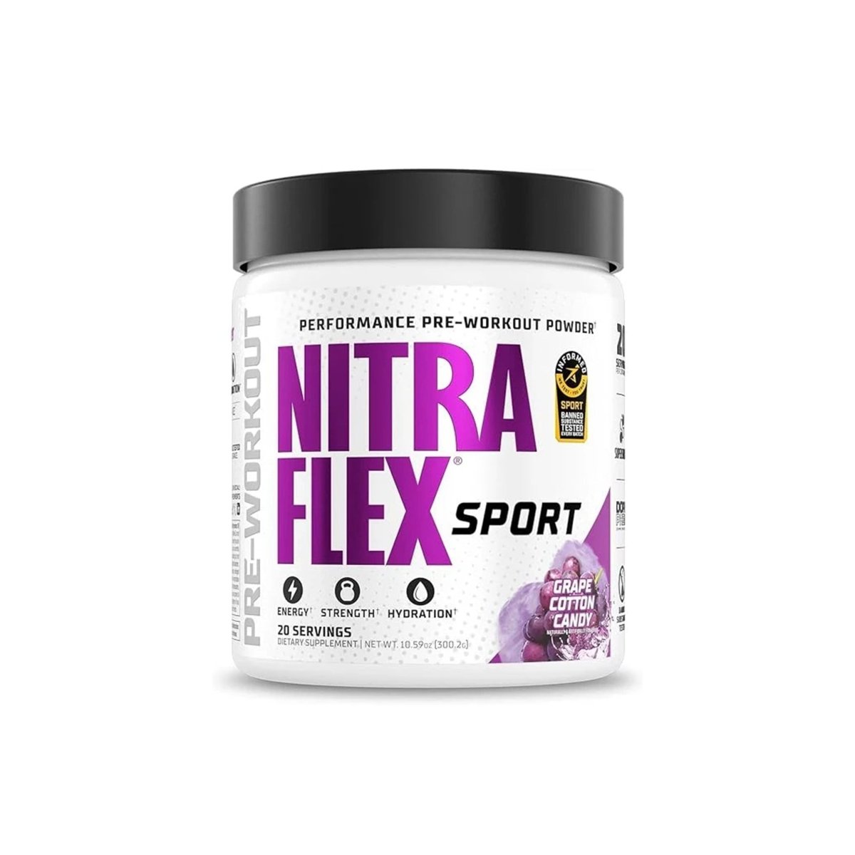 GAT Nitraflex Sport Pre Workout Powder Grape Cotton Candy 20Servings Energy Strength Focus Hydration - endnutrition.com