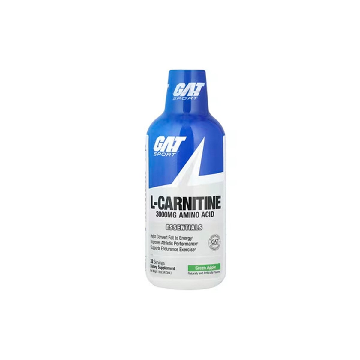 GAT Sport L-Carnitine 3000 Green Apple Liquid Fat Burner 16 oz Energy Endurance Supplement - endnutrition.com