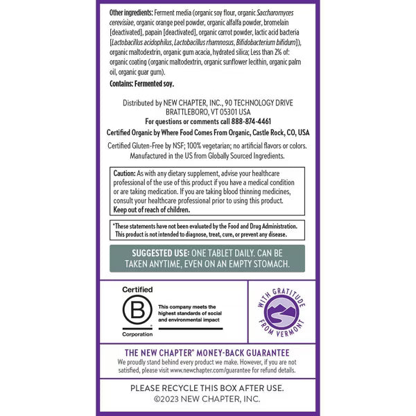 New Chapter Men’s Multivitamin 40+ One Daily with Fermented Nutrients | 30 Tablets