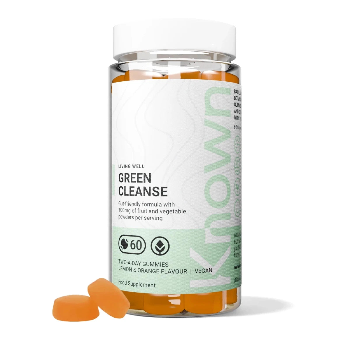 Known Green Cleanse Vegan Gummies Natural Lemon & Orange | Chlorella & Gut - Friendly Bacteria | Detox & Digestive Support Supplement - END Nutrition