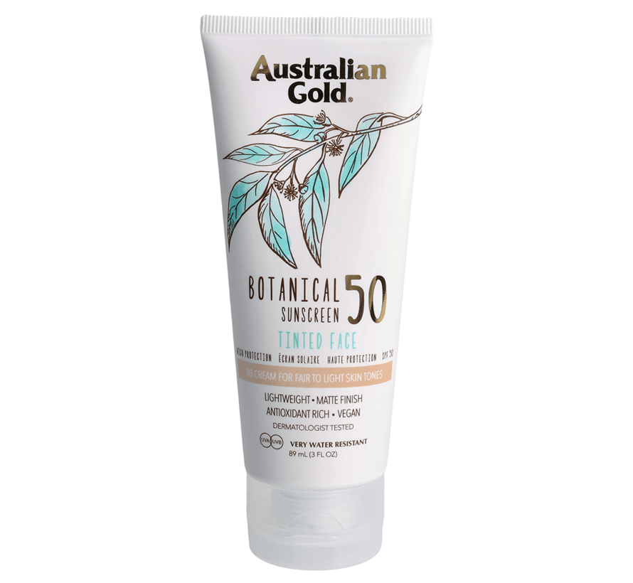 Australian Gold Botanical SPF 50 Tinted Sunscreen for Face | Fair to Light Skin Tone Faces, 3 fl oz 89ML - END General Trading