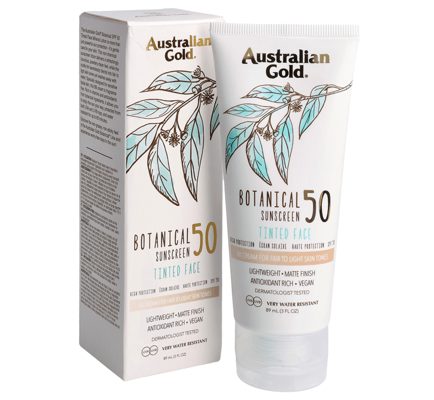 Australian Gold Botanical SPF 50 Tinted Sunscreen for Face | Fair to Light Skin Tone Faces, 3 fl oz 89ML - END General Trading