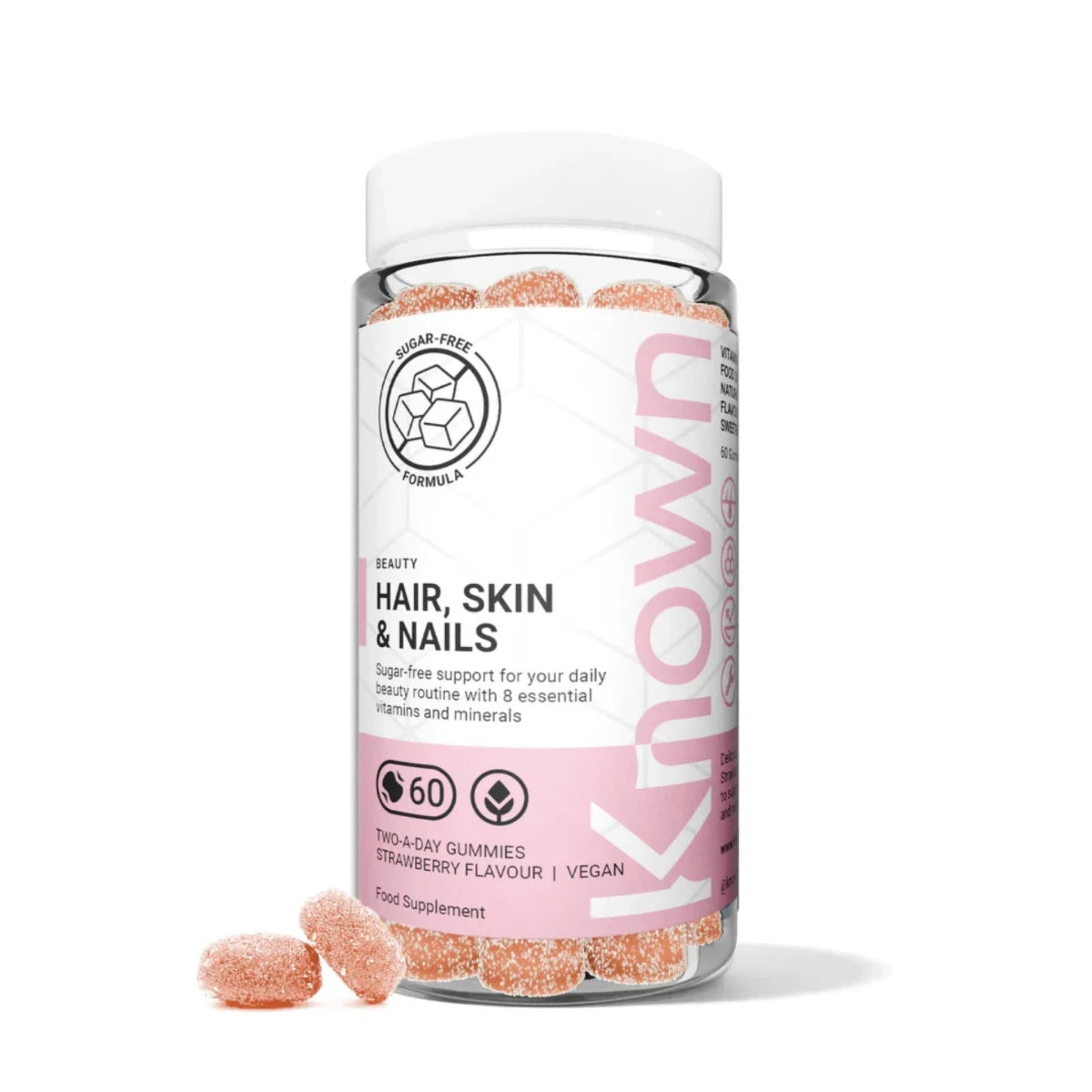 Known Hair, Skin & Nails Gummies - Sugar Free - Multivitamin | 150mg Biotin, Vitamins A, C, D, E | Collagen Support - END Nutrition
