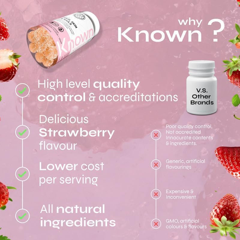 Known Hair, Skin & Nails Gummies - Sugar Free - Multivitamin | 150mg Biotin, Vitamins A, C, D, E | Collagen Support