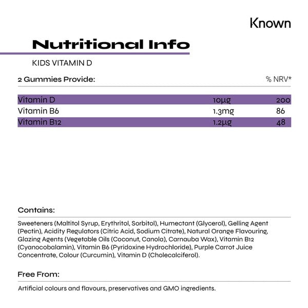  Known Nutrition Vitamin D Complex Vegan Gummies Supplements
