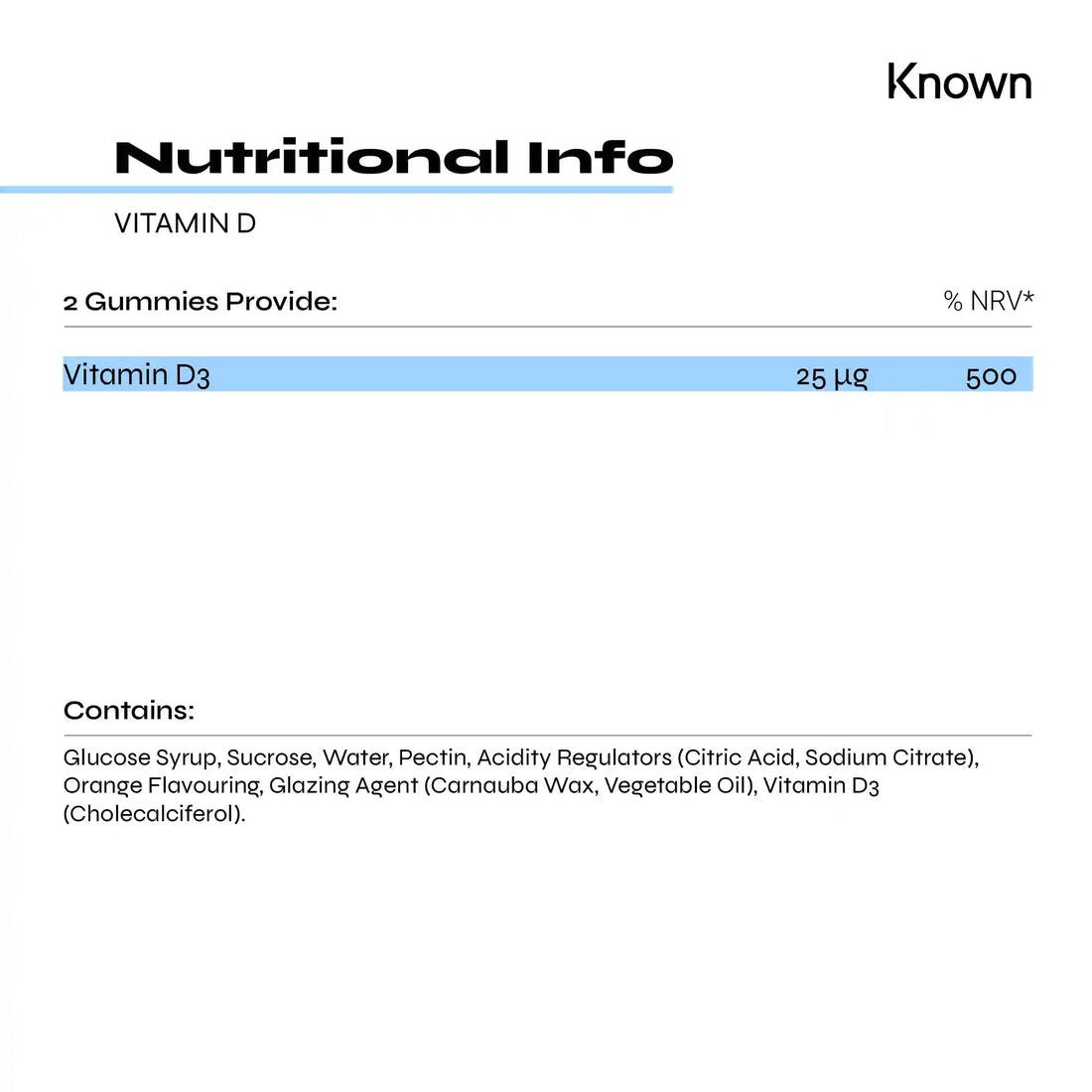 Vitamin D Orange Gummies Supplement | Known Nutrition | Immune & Bone Support