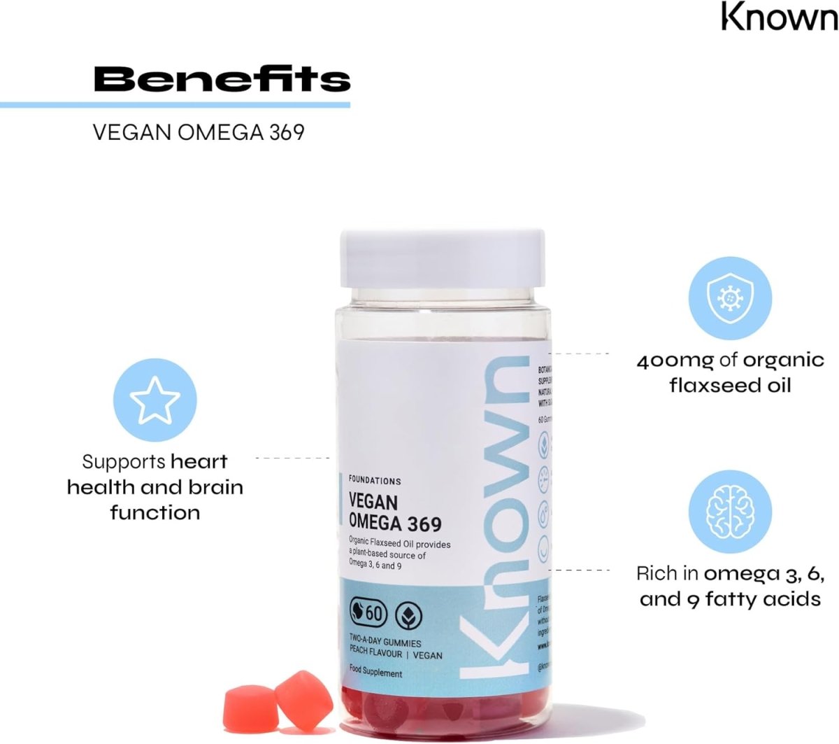 Known Vegan Omega 3‑6‑9 Gummies – Peach Flavor | Plant‑Based Fish Oil Alternative - Endnutrition.com