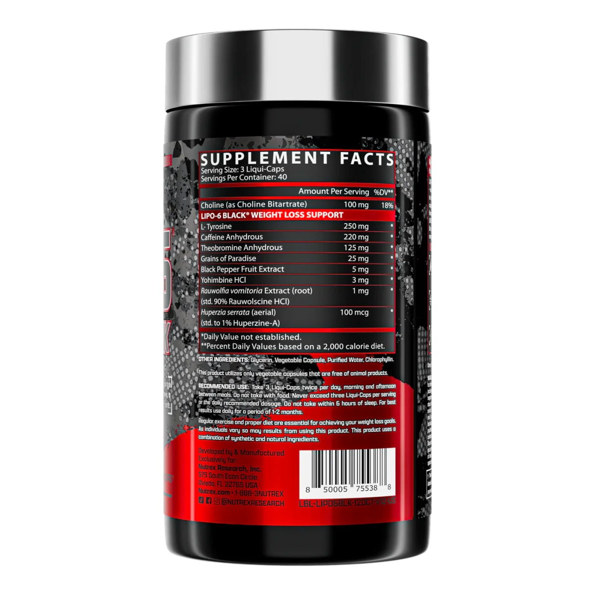 Nutrex Lipo‑6 Black Max Strength Fat Burner 120 Capsules | Energy, Appetite Control & Metabolism Support - END Nutrition