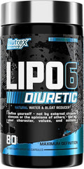Nutrex Lipo‑6 Black Diuretic Water Pills 80 Caps | Reduce Bloat, Water Weight & Support Muscle