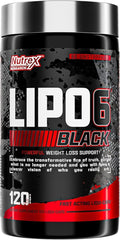 Nutrex Lipo‑6 Black Max Strength Fat Burner 120 Capsules | Energy, Appetite Control & Metabolism Support