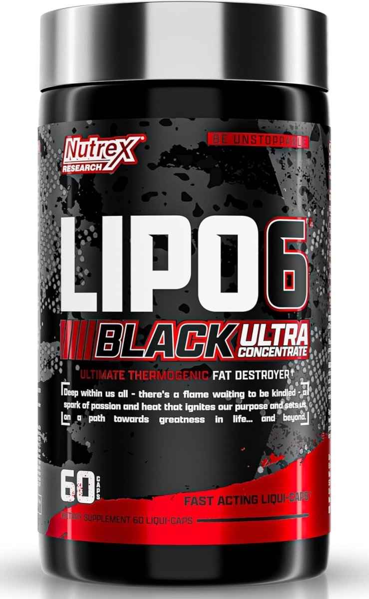 Nutrex Lipo‑6 Black Ultra Concentrate 60 Capsules | Fat Burner Supplement, Increase Weight Loss , Energy & Appetite Control - Endnutrition.com