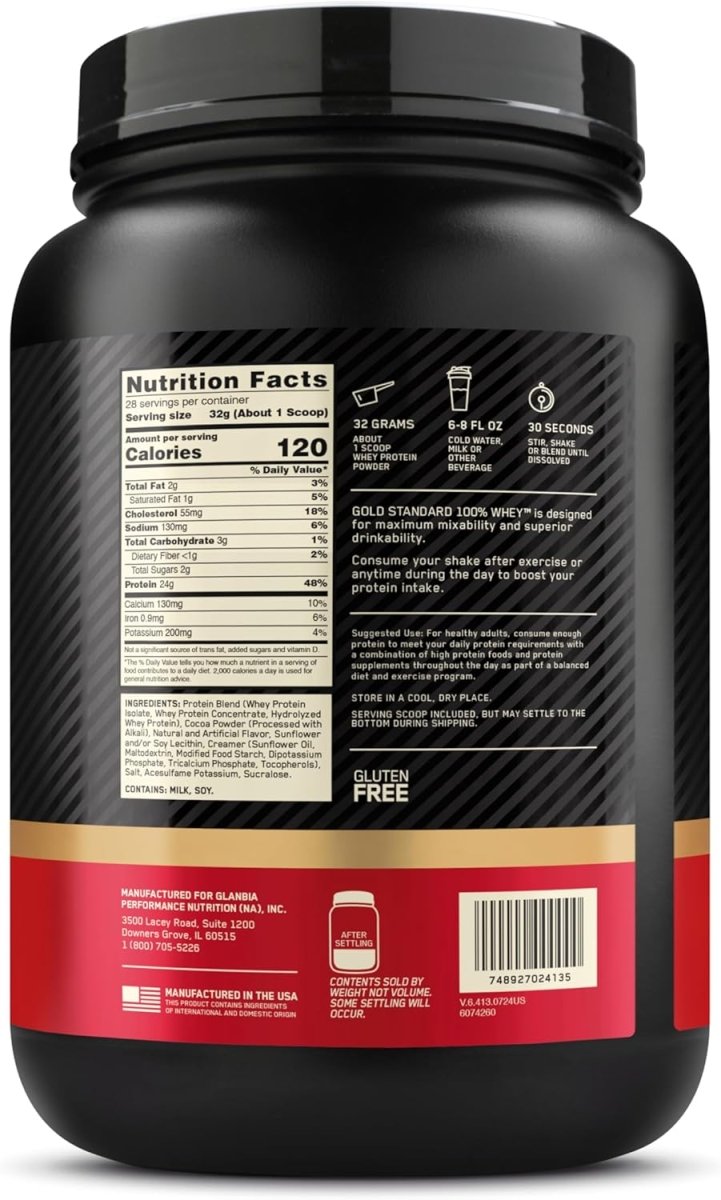Optimum Nutrition Gold Standard 100% Whey, Extreme Milk Chocolate, 2 lb Post - Workout Protein - END Nutrition