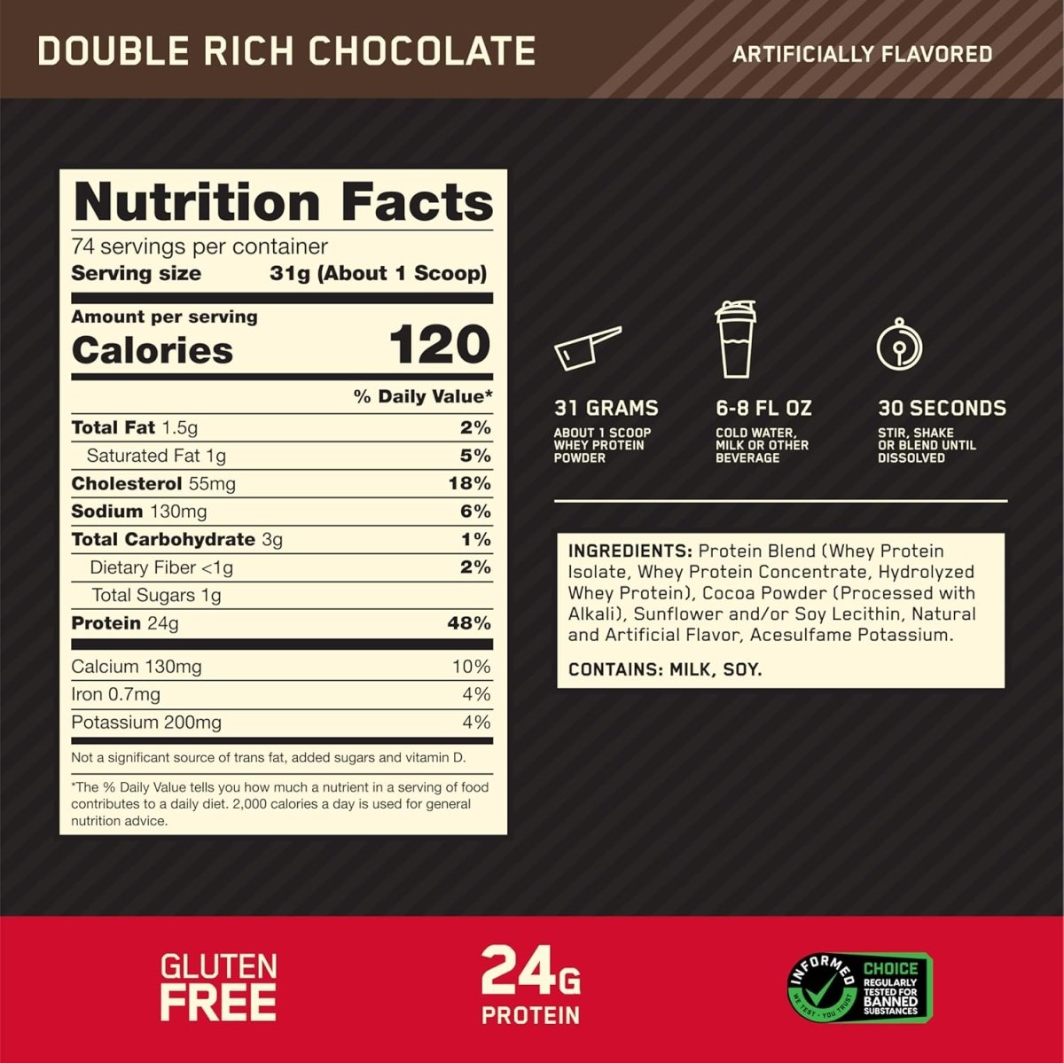 Optimum Nutrition Gold Standard 100% Whey, Double Rich Chocolate | Muscle Recovery & Repair| 5 lb - END Nutrition