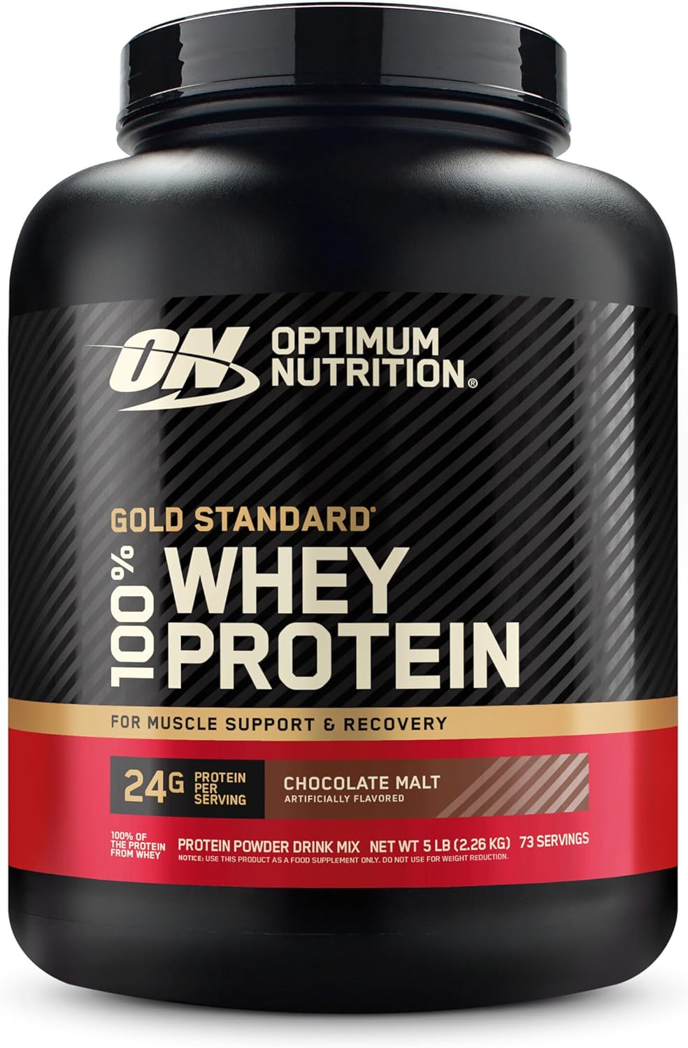 Optimum Nutrition Gold Standard 100% Whey Protein, Chocolate Malt, 5 lb Bulk Size for Muscle Recovery