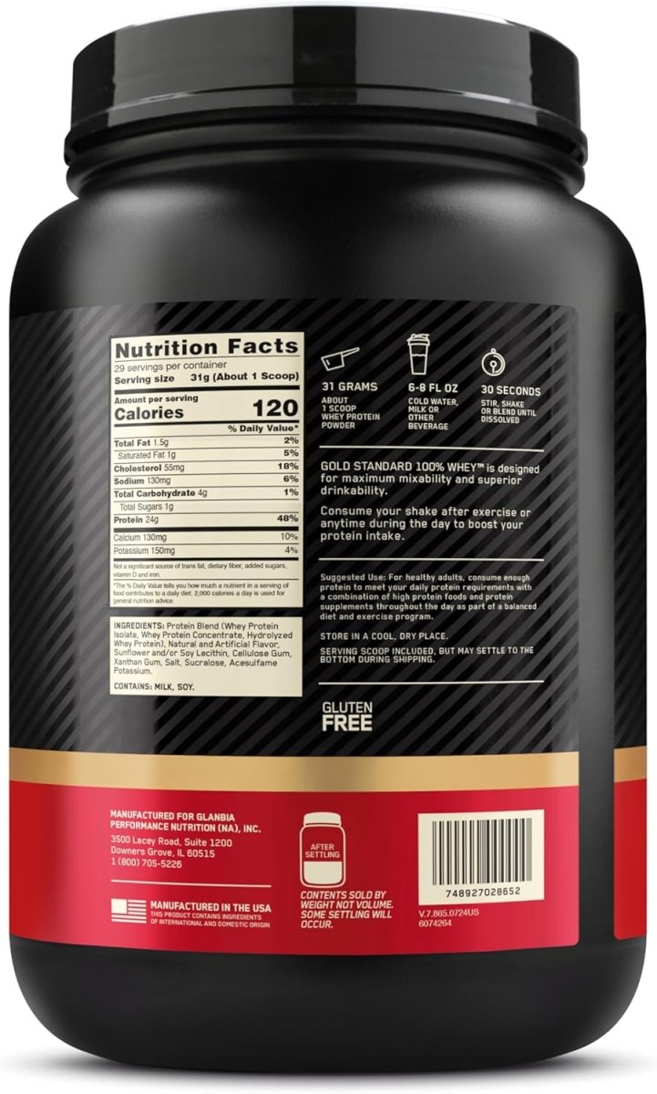 Optimum Nutrition Gold Standard 100% Whey – Vanilla Ice Cream, 5 lb – 24g Protein, BCAAs, Glutamine, Muscle Recovery & Lean Growth - Endnutrition.com