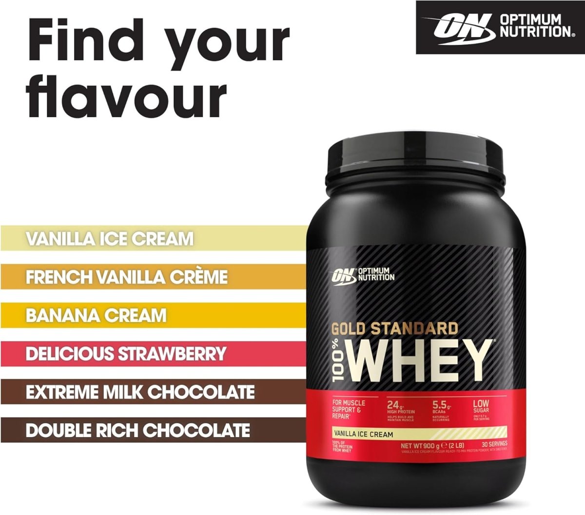 Optimum Nutrition Gold Standard 100% Whey Protein Vanilla Ice Cream | Muscle Building & Recovery - END Nutrition