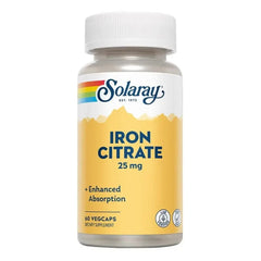 Solaray Iron Citrate 25 mg – Healthy Circulation, Cardiovascular Function & Red Blood Cell Support – 60 VegCaps