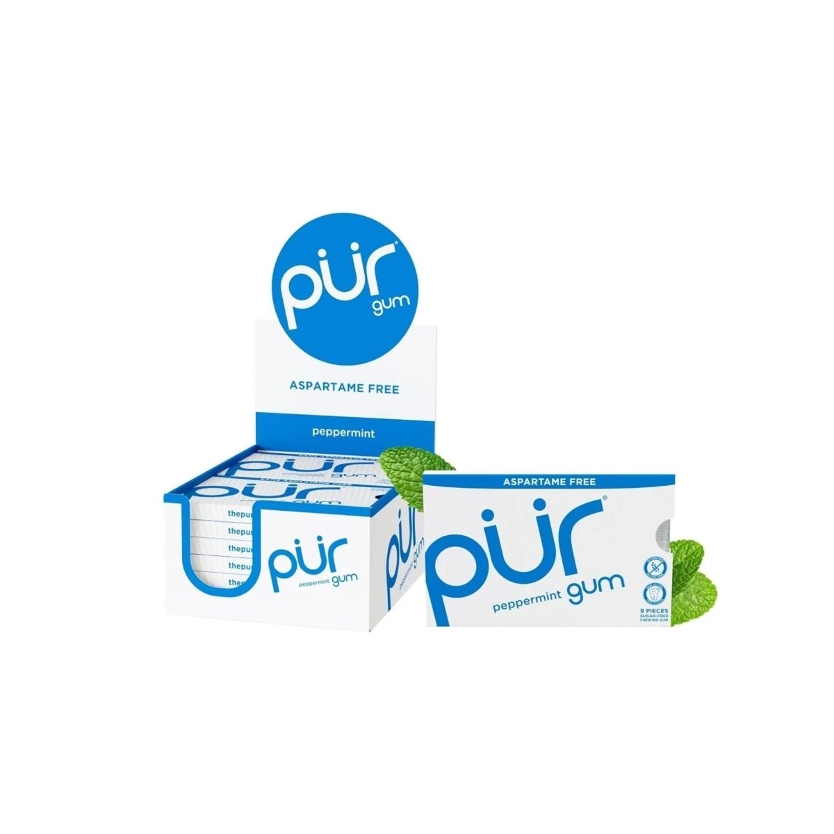 Pur Gum Aspartame Free Peppermint Flavored Gum | 9’s | (100% Xylitol) | Vegan Gum - endnutrition.com