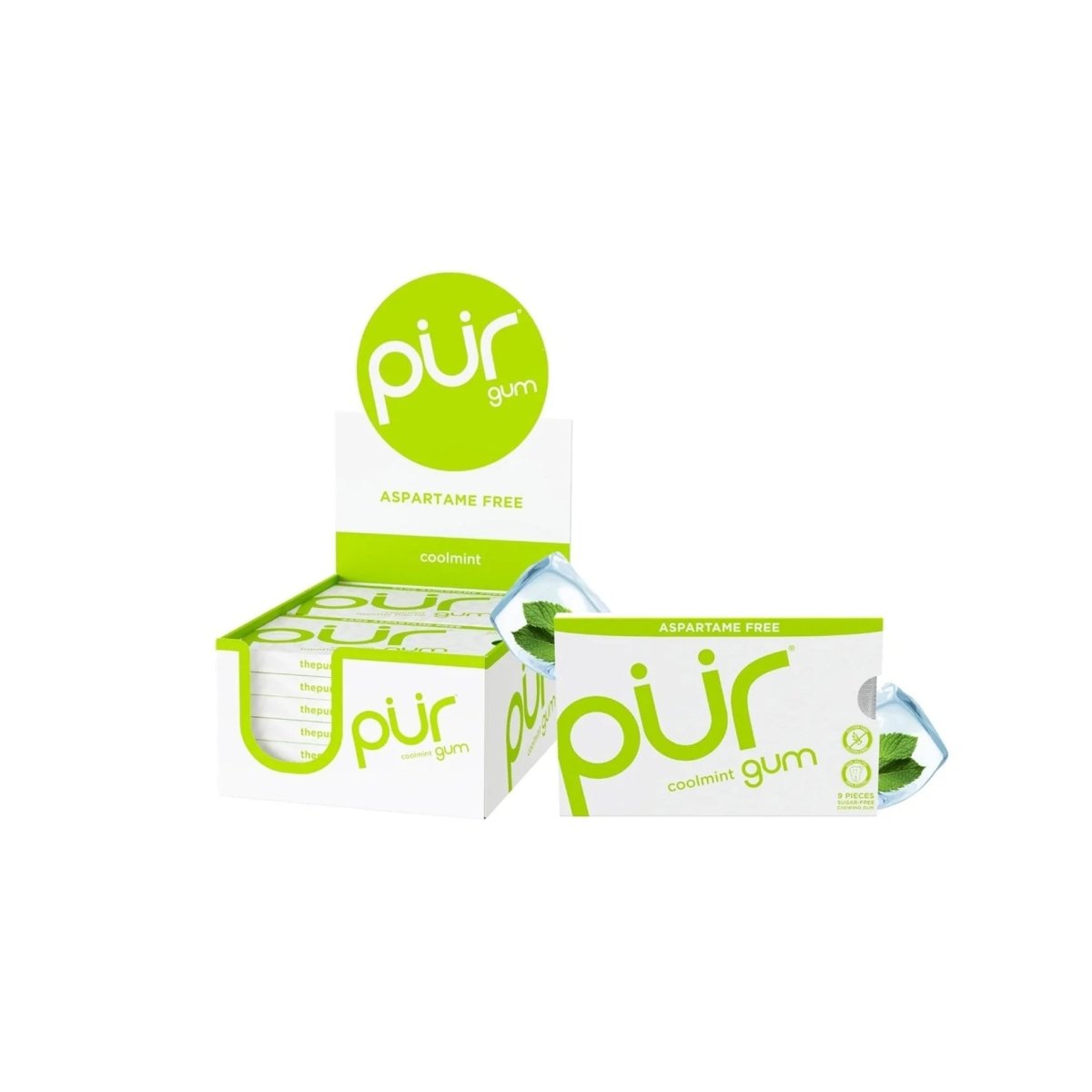 Pur Gum Aspartame Free Coolmint Gum, 9 Pieces | Sugar‑Free,Vegan & Natural - endnutrition.com