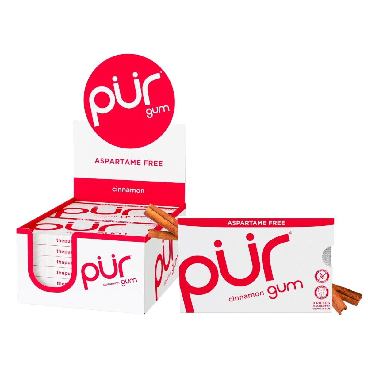 Pur Gum Aspartame Free Cinnamon Gum 9’s | Sugar‑Free Vegan Gum - END Nutrition