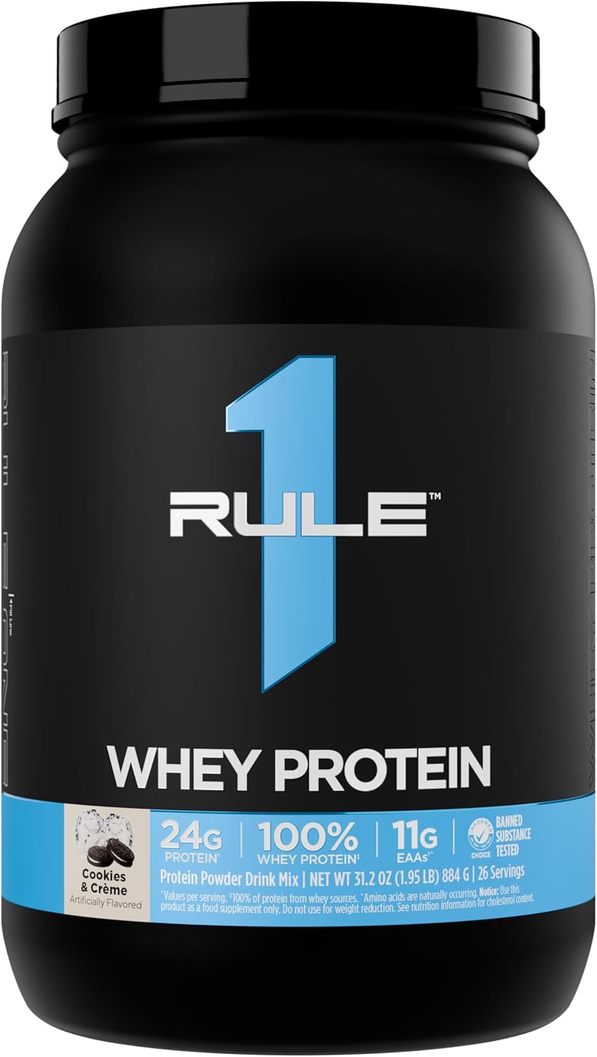 Rule 1 100% Whey Protein Cookies & Creme 1.95 lb | Lean Muscle &  Workout Recovery