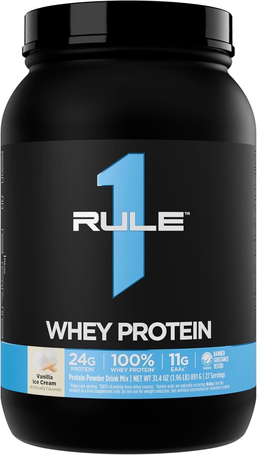 Rule 1 100% Whey Protein Vanilla Ice Cream 1.96 lb  Lean Muscle & Recovery
