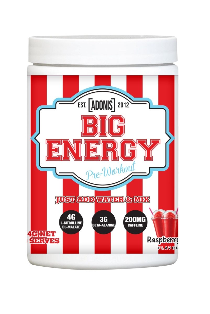 Adonis Big Energy Pre Workout Raspberry Ice 414G | Explosive Energy, Focus & Endurance Boost - END Nutrition