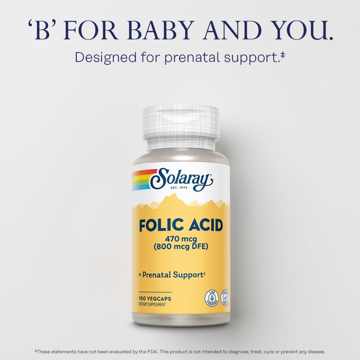 Solaray Folic Acid 470 mcg (800 mcg DFE) | Prenatal, Red Blood Cell Support - END Nutrition