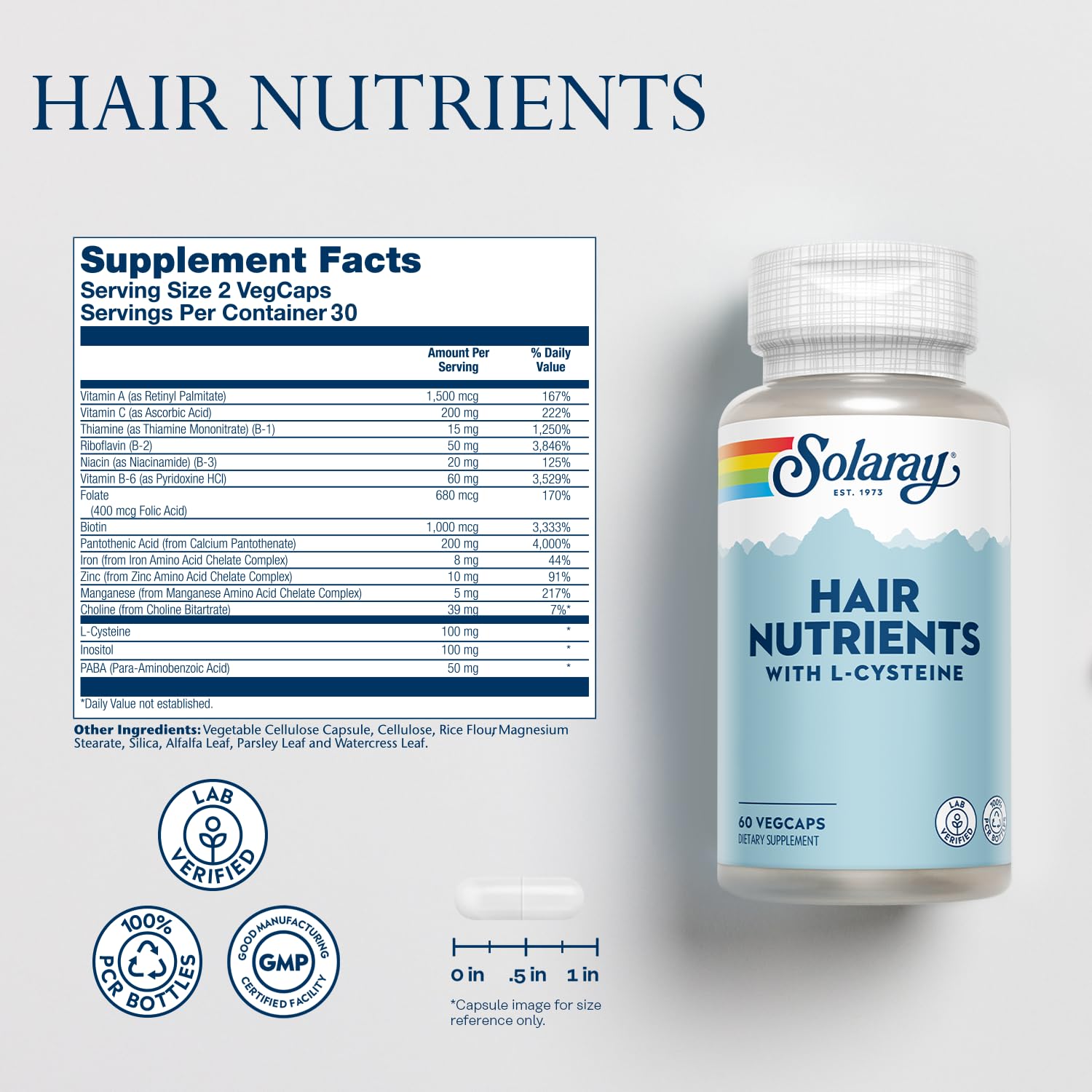 Solaray Hair Nutrient | Biotin & Silica for Healthy Hair Growth