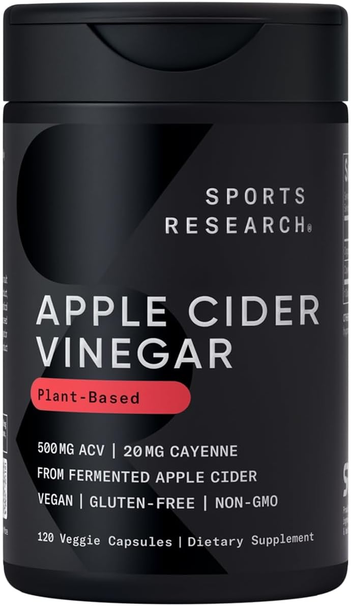 Sports Research Apple Cider Vinegar with Cayenne – 120 Veggie Capsules – Organic Fermented Formula - END Nutrition